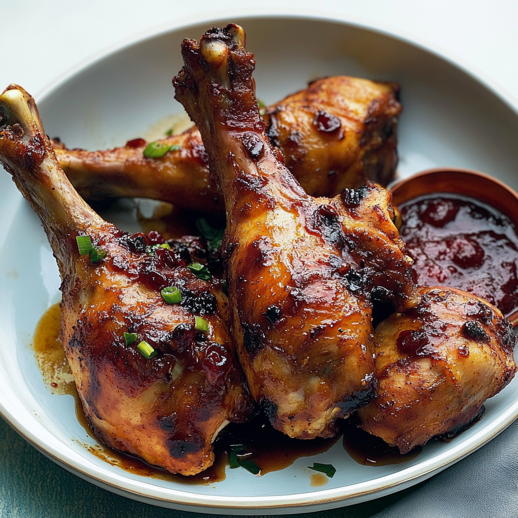Recipe preparation for Crockpot Cranberry Glazed Turkey Legs