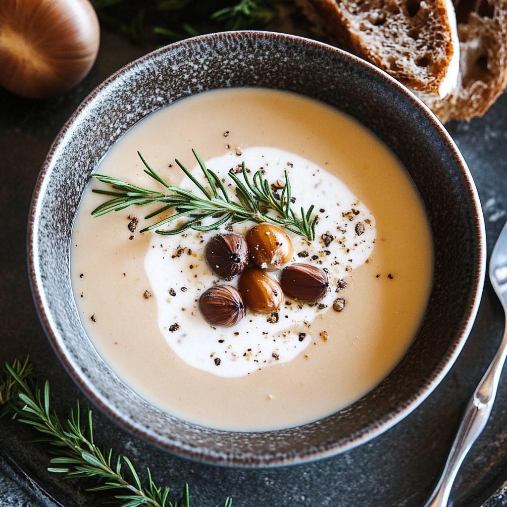Recipe preparation for Modern Greek Christmas Chestnut Soup