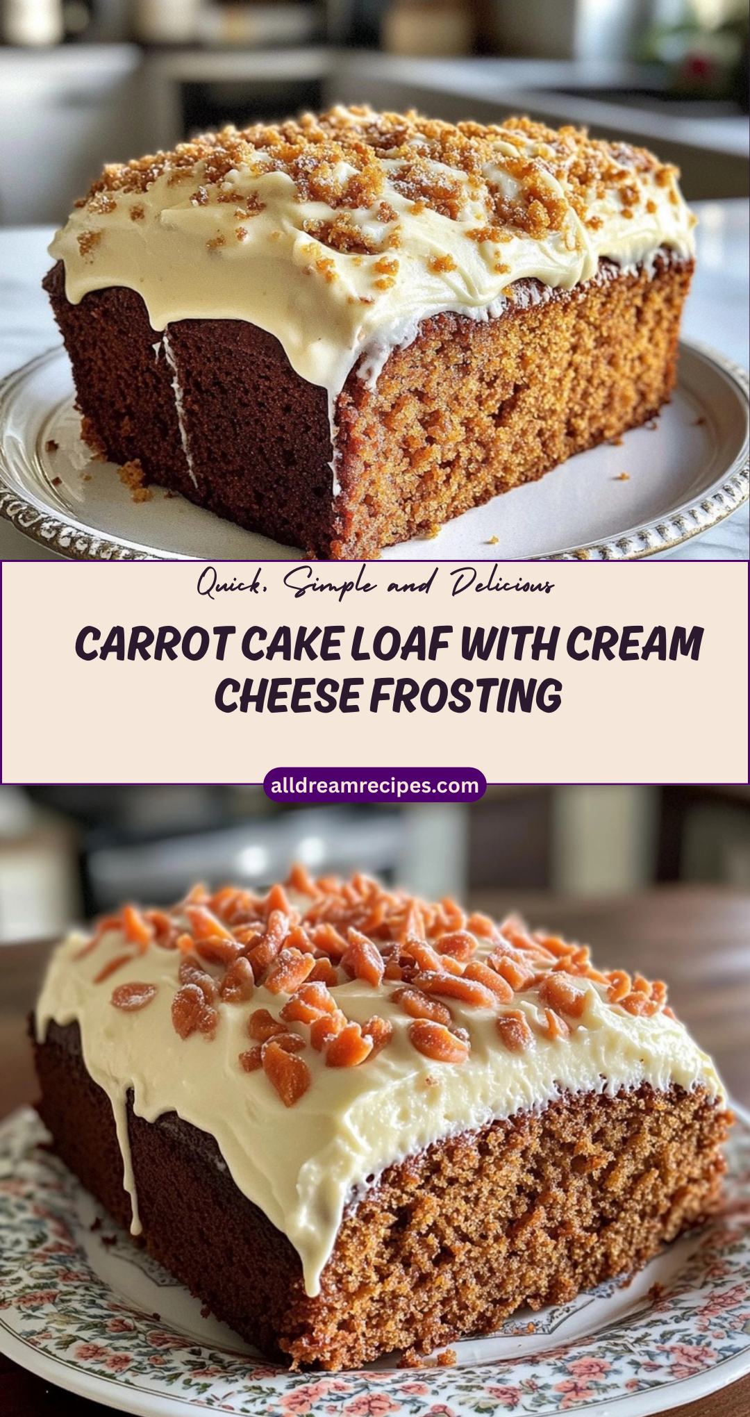 Carrot Cake Loaf with Cream Cheese Frosting