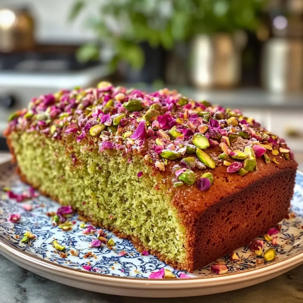 Pistachio and Rose Water Loaf Cake