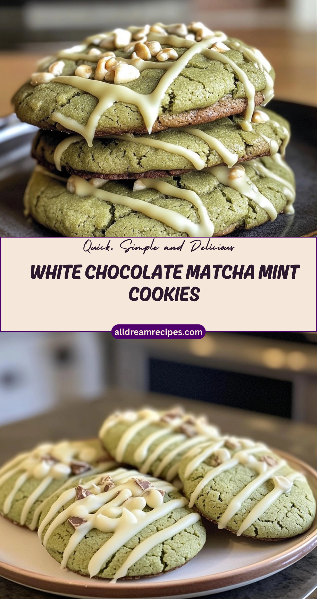 White Chocolate Matcha Mint Cookies