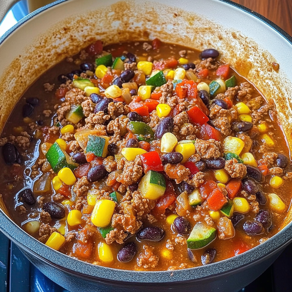 Recipe preparation for Healthy Turkey Chili with Beans and Veggies
