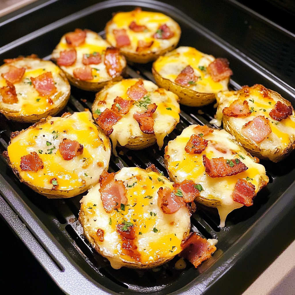 Recipe preparation for Air Fryer Bacon and Cheese Potato Slices