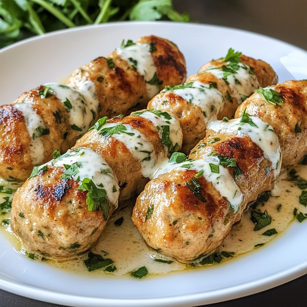 Recipe preparation for Chicken Kofta with Garlic Yogurt Sauce
