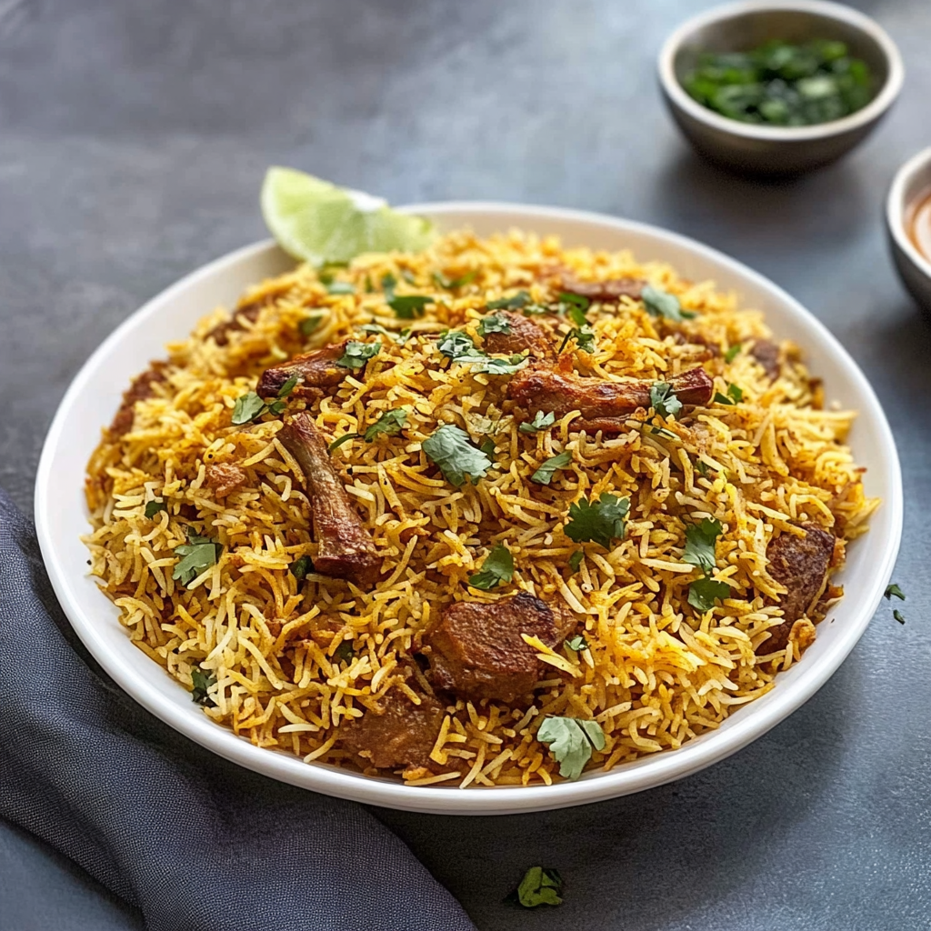 Recipe preparation for Lamb Biryani Recipe
