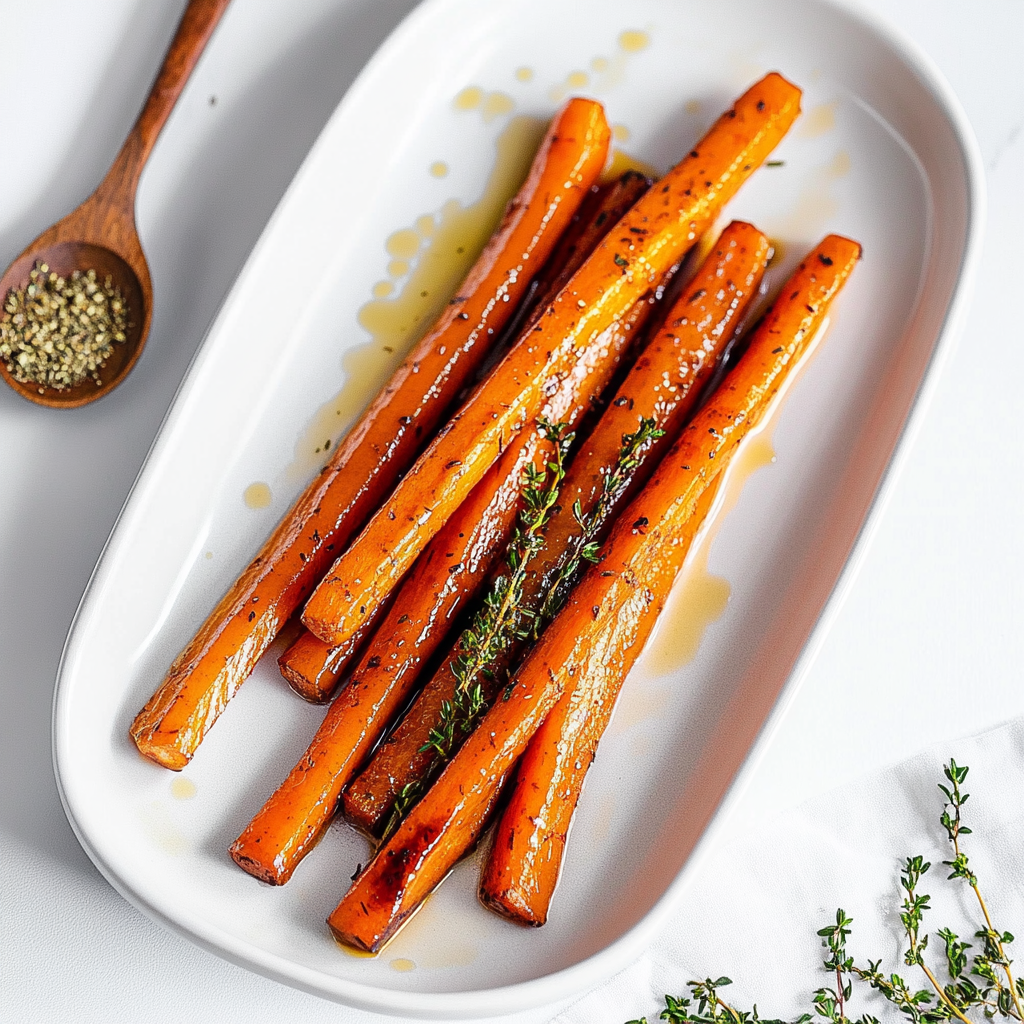 Recipe preparation for Honey Glazed Carrots with Fresh Thyme