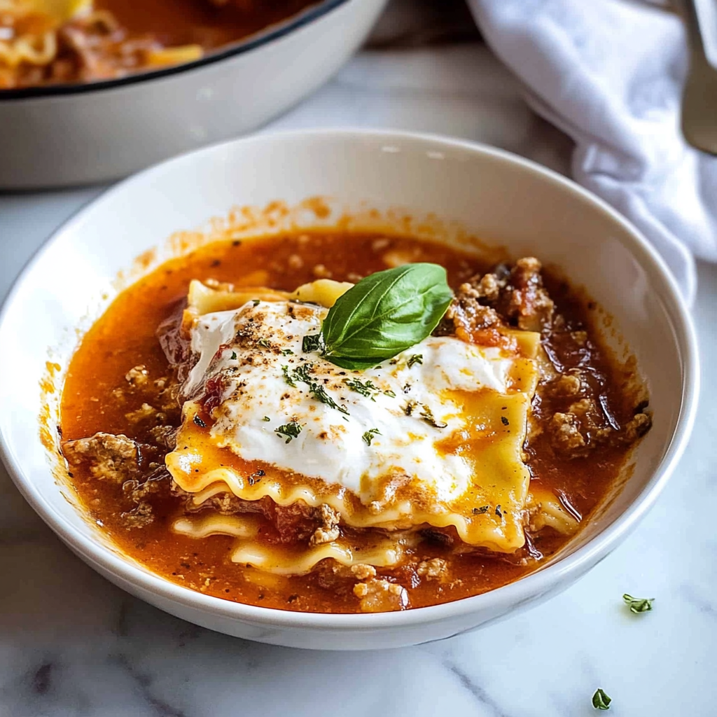 Recipe preparation for Lasagna Soup