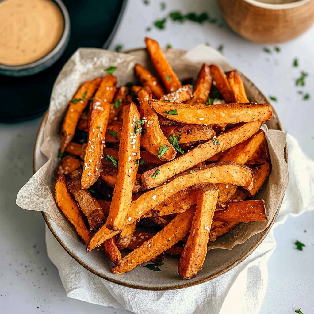 Recipe preparation for Baked Sweet Potato Fries Recipe