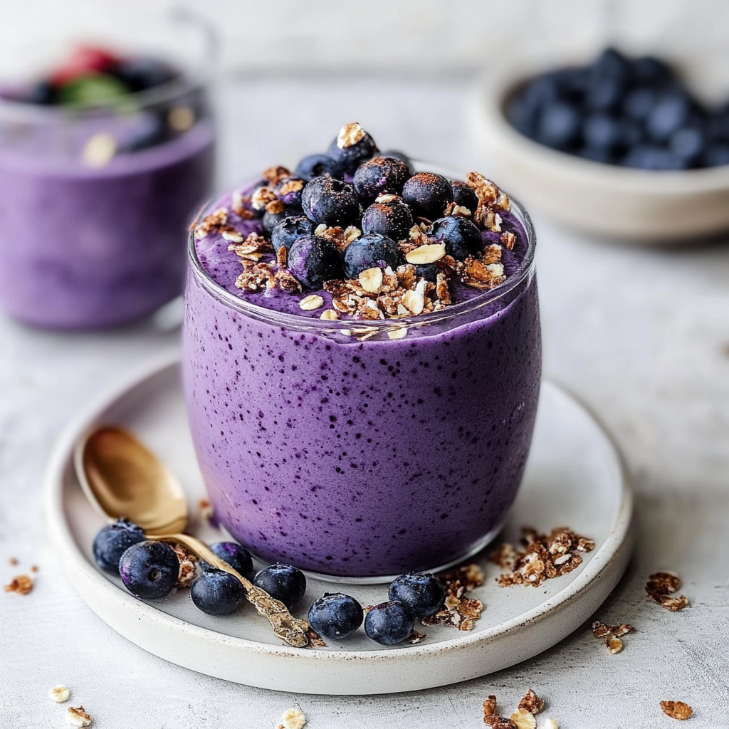 Recipe preparation for Blueberry Matcha Smoothie