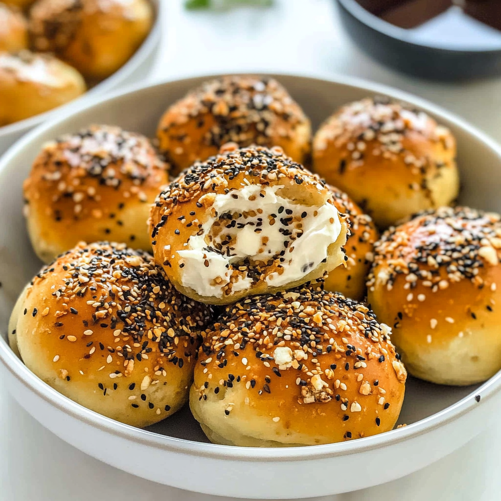 Recipe preparation for Sourdough Everything Bagel Bites with Herb Cream Cheese
