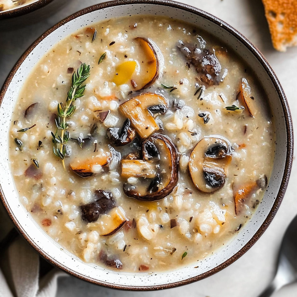 Recipe preparation for Instant Pot Mushroom & Wild Rice Soup