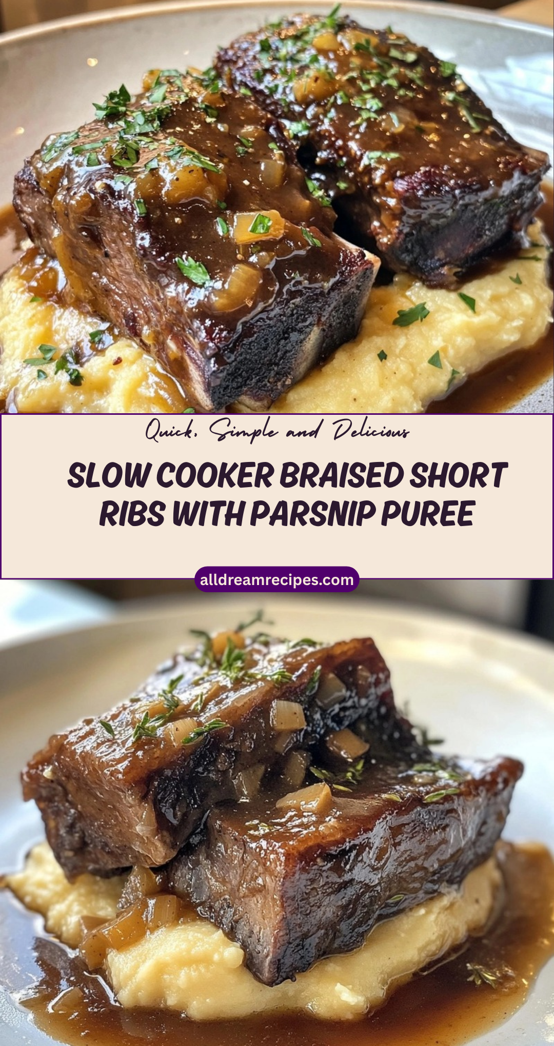 Slow Cooker Braised Short Ribs with Parsnip Puree