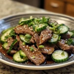 Keto Korean Beef with Cucumber Salad Dish