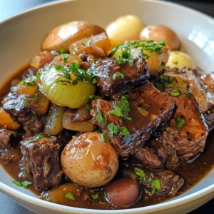 Slow Cooker Beef Bourguignon with Spring Onions