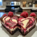 Heart Shaped Brownies (with Raspberry Swirl and Cheesecake Topping)