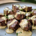 Garlic Butter Steak Bites with Parmesan Cream Sauce