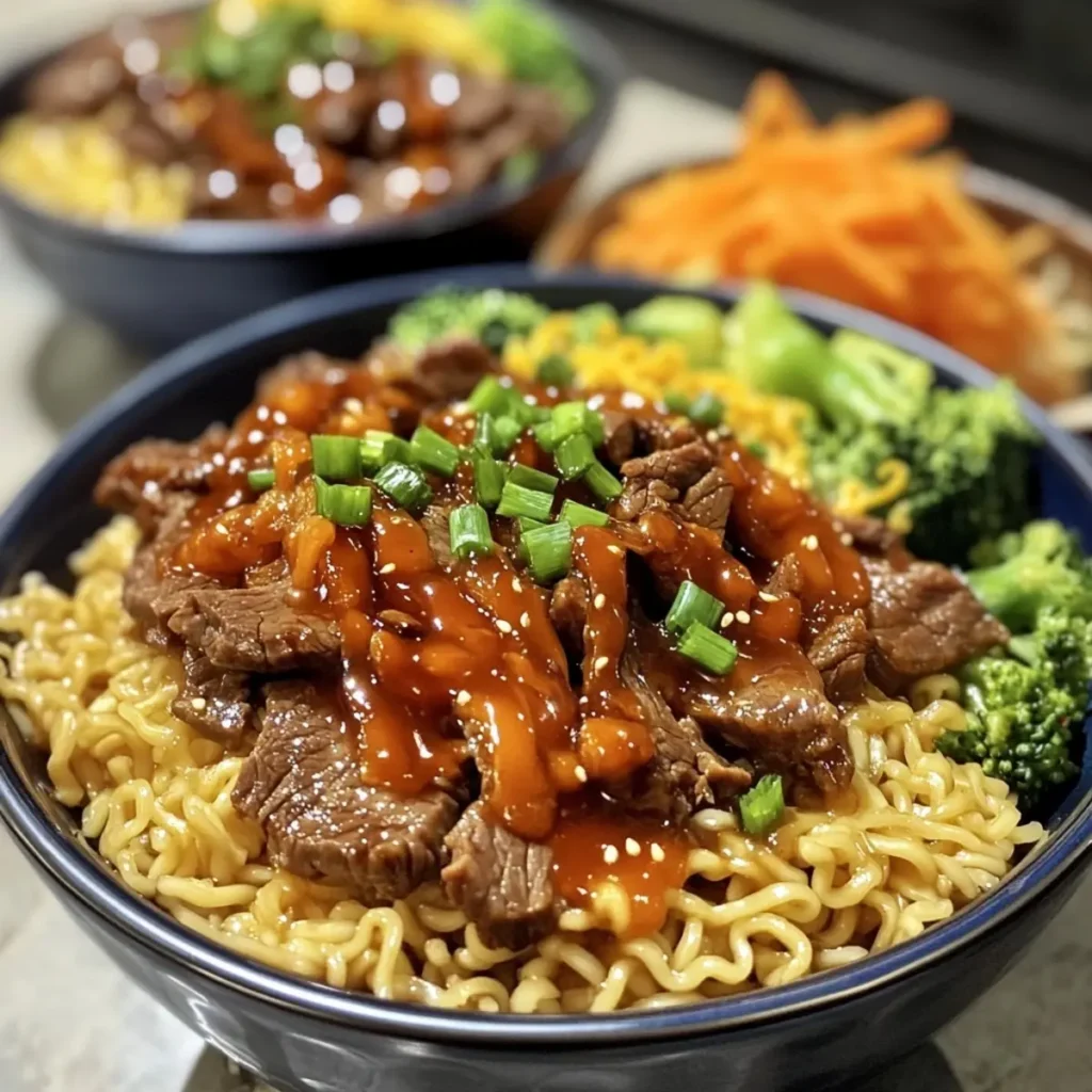 Mongolian Beef Ramen Bowls