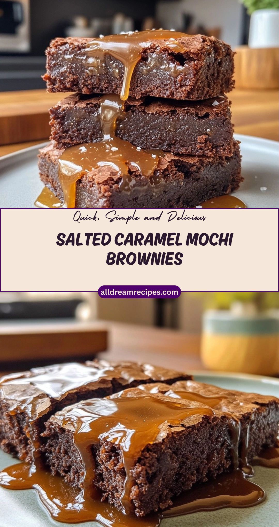 Salted Caramel Mochi Brownies