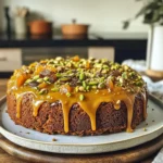 Orange Cardamom Date Cake with Pistachio Crust